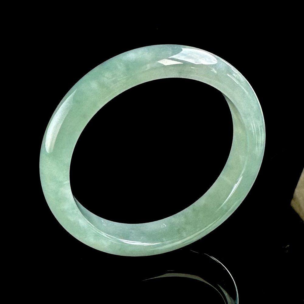 02 Icy Glacier Blue Jadeite Bangle #57mm 2 Icy Glacier Blue Jadeite Bangle #57mm