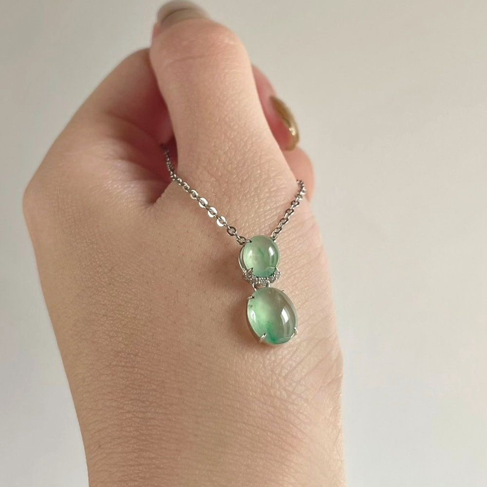 07 Icy Light Green Floating Flower Jadeite Pendant 4 Icy Light Green Floating Flower Jadeite Pendant
