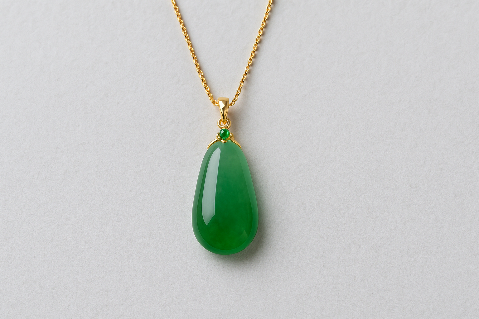Jade-Pendant-Display_grey.webp Icy Green Gold - Inlaid Lucky Bean Pendant