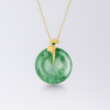 Jade Pendant Focus Icy Flower Gold-Inlaid Peace Buckle Pendant