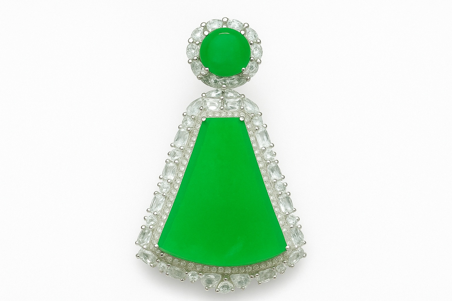 Old Mine Glass-Type Bright Green Jadeite Jade Pendant, Peace and Safety Plaque