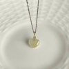 12 Icy Emerald Jadeite Heart Necklace 3 Ice-type Light Yellow Jade Heart Shape Necklace